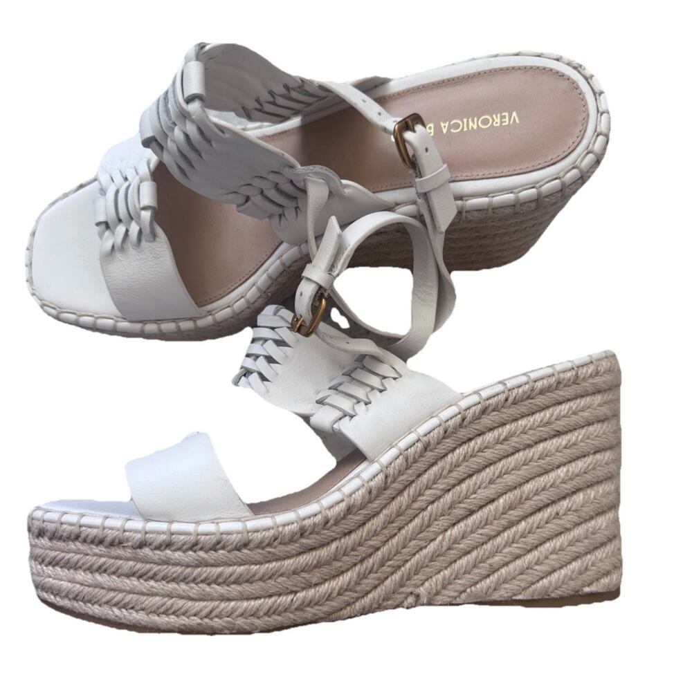 Veronica Beard Riya Espadrille 9 Coconut Platform Wedges Sandals Shoes $350
